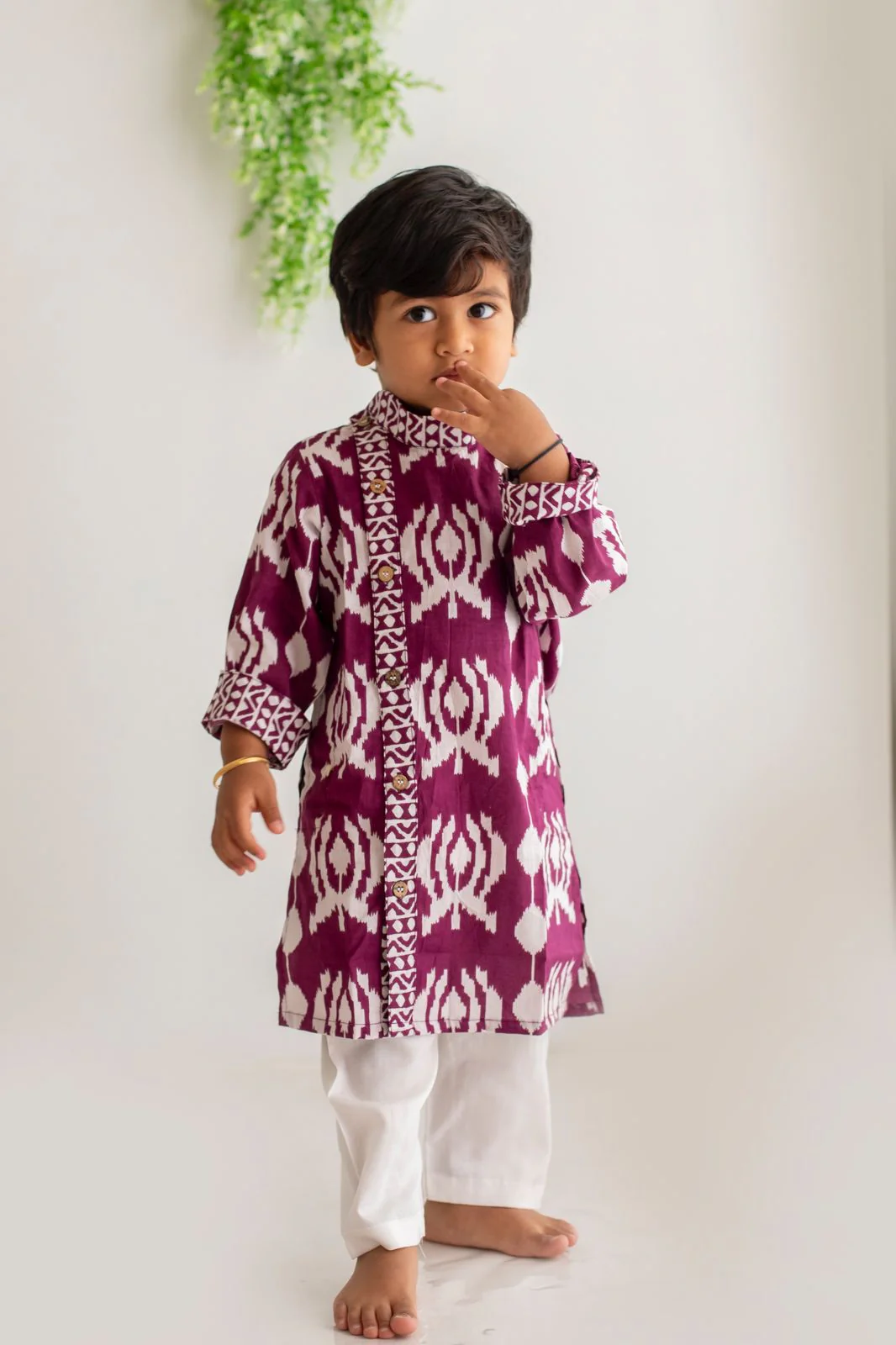 Wine Ikat Kurta Set